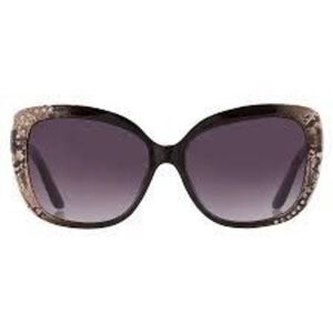 Guess Butterfly Sunglasses Smoke Gradient Lens Brown Snakeskin Rhinestones Y2K